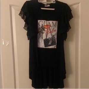 Occasion Black Top with Elegant Design. Size L